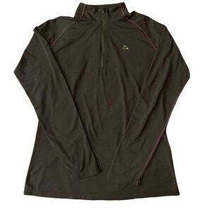 Paradox Womens Merino Wool Blend Performance Base Layer Top Size L Black 1/4 Zip